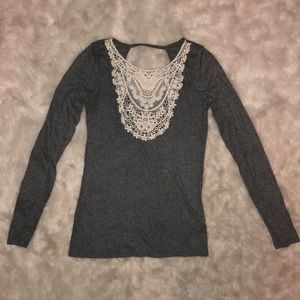 Grey Lace Top